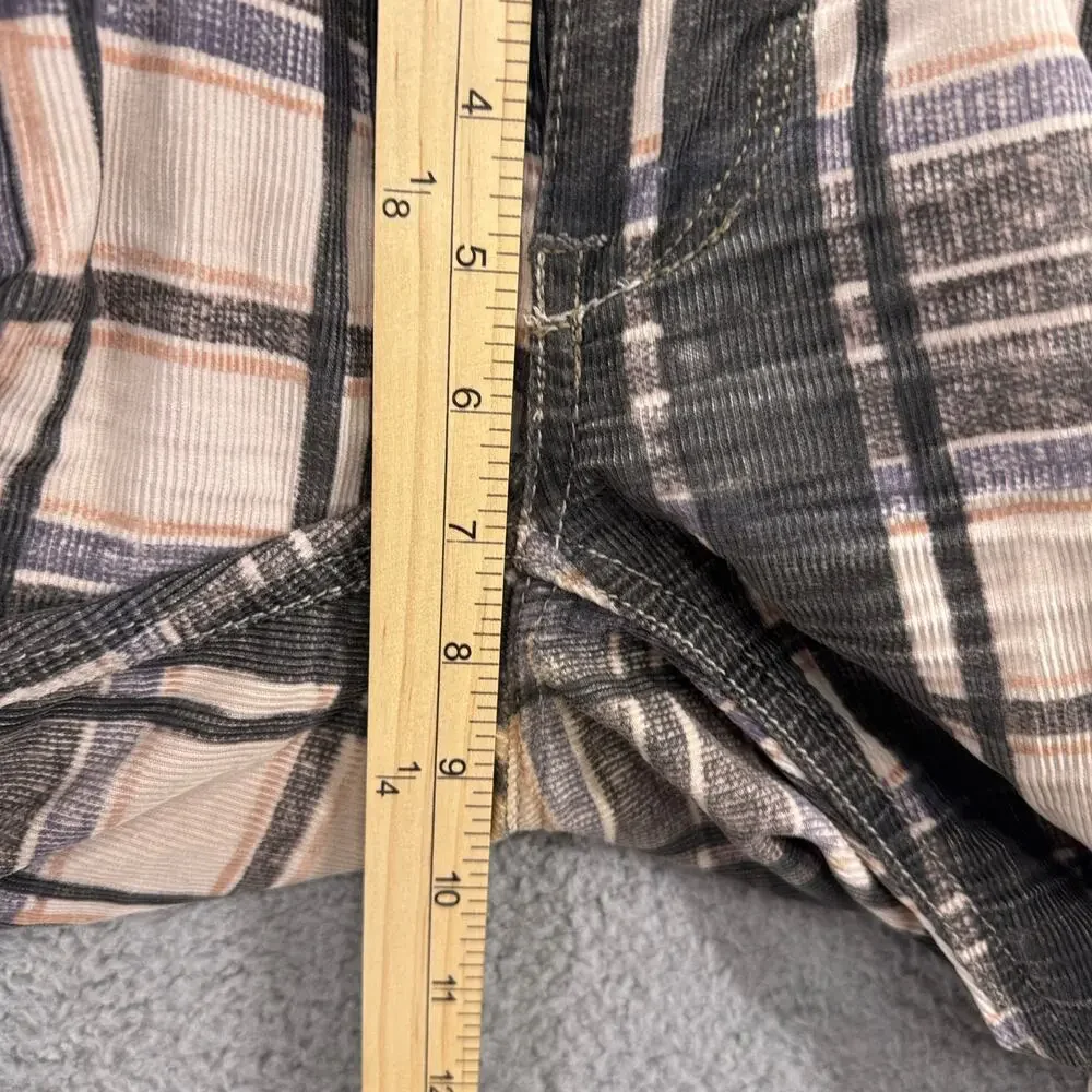 Free‎ People Jeans Women 26 Gray Corduroy Straight Plaid Mini Cords Cotton Retro